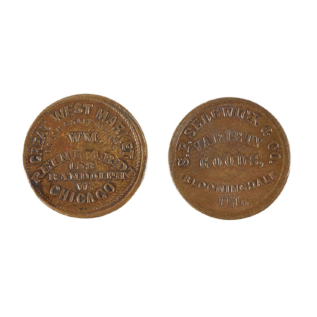 Civil War, (2) Illinois Store Card Tokens (1 of 2)