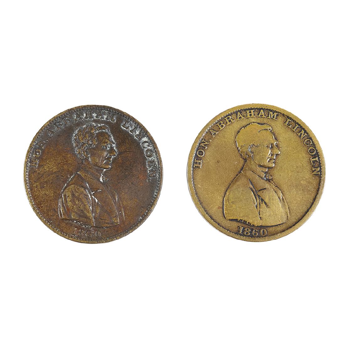 Abraham Lincoln (2) 1860 Rail Splitter Tokens (1 of 2)