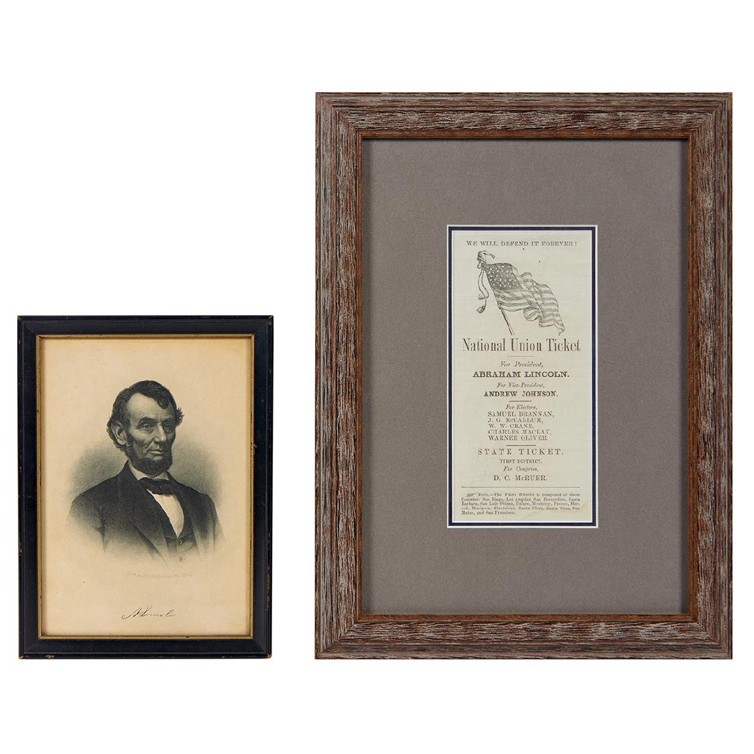 Abraham Lincoln / Andrew Johnson Campaign Ticket (1 of 2)