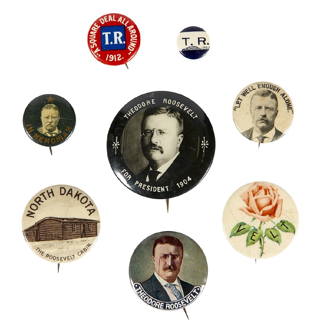 Theodore Roosevelt, Group of (8) Campaign Pins (1 of 2)