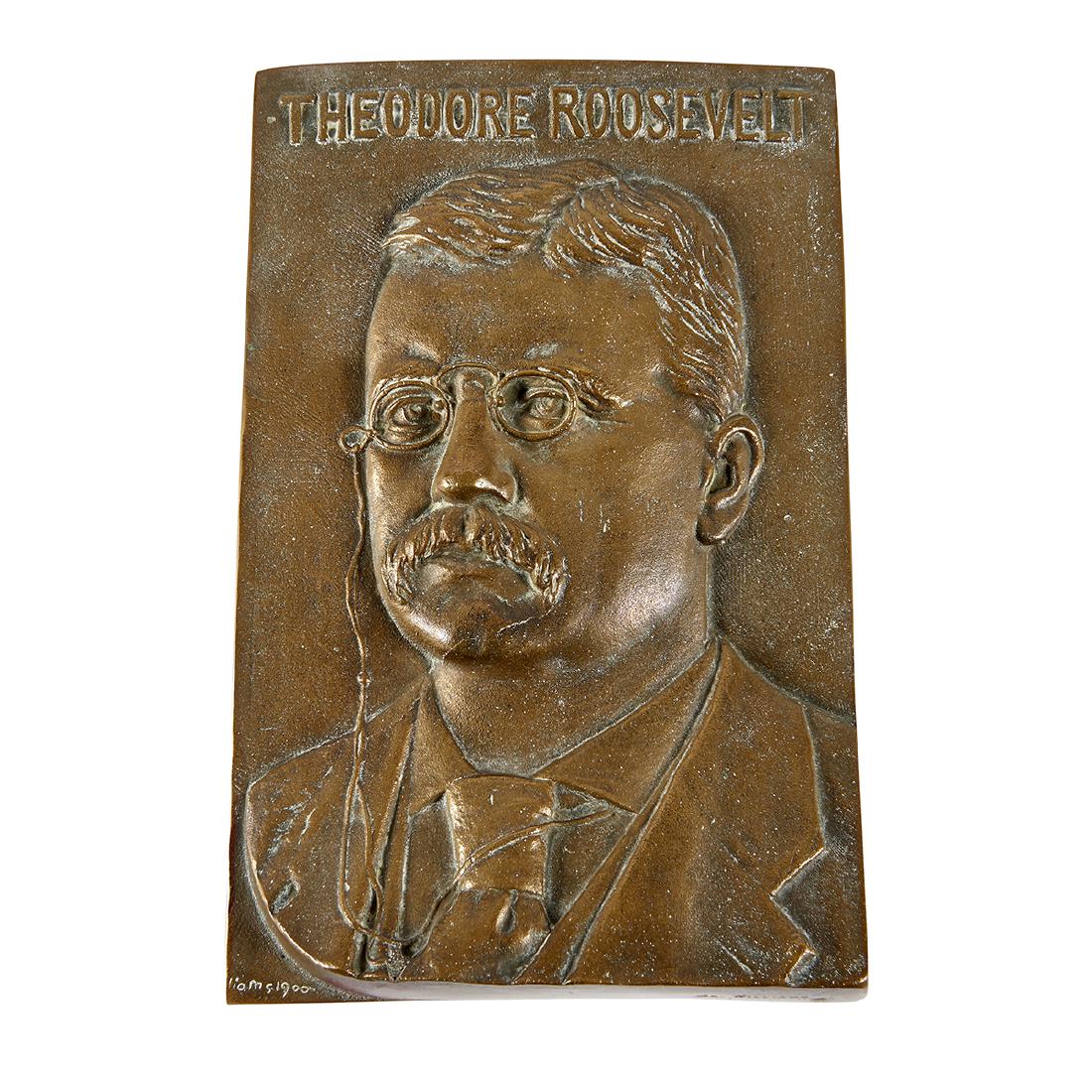 John Williams, Roosevelt Vice-Presidential Plaque: John Williams Company Theodore Roosevelt Vice-Presidential plaque New York, New York, circa 1900 bronze signed 7"w x 10 1/2"l Provenance: Property from the Collection of Governor Jim Thompson, Chicago