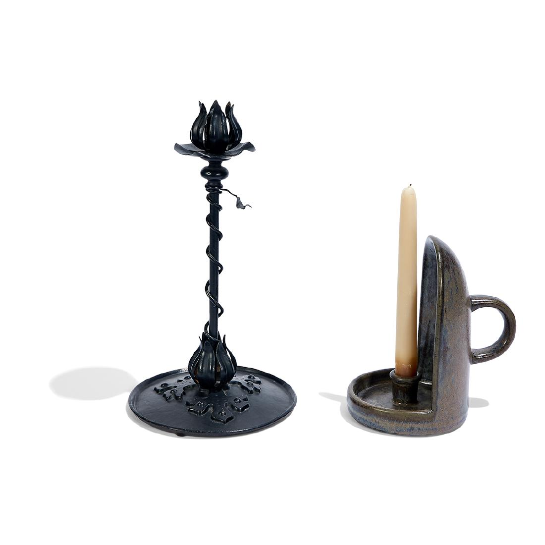 Fulper Pottery Co. chamberstick, A&C candlestick (1 of 2)