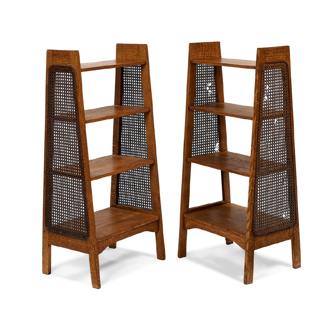 American Arts & Crafts magazine stands, pair (1 of 1)