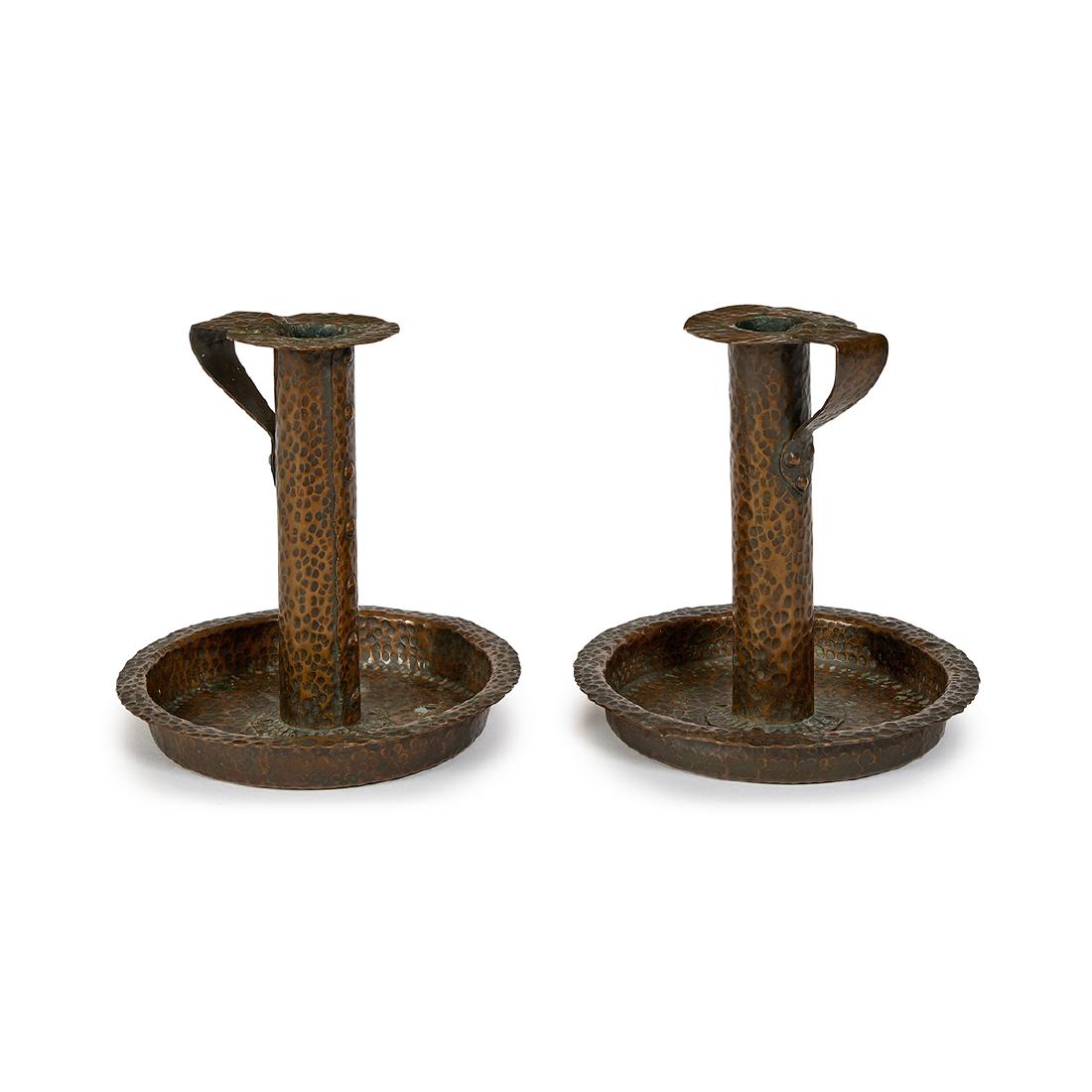 American Arts & Crafts chambersticks, pair (1 of 1)