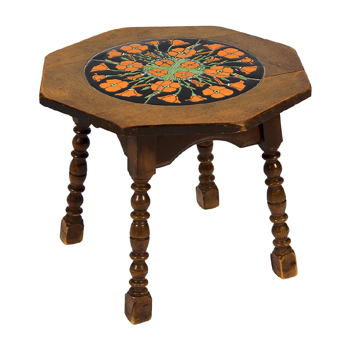 Arts & Crafts Poppies tile-top table (1 of 2)