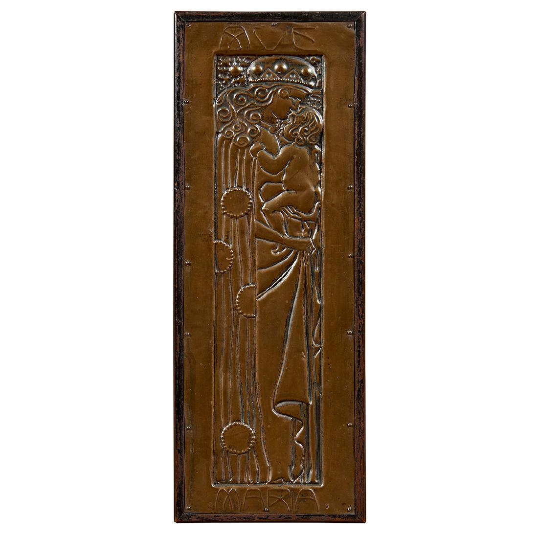 Secessionist Ave Maria repoussé wall plaque (1 of 1)
