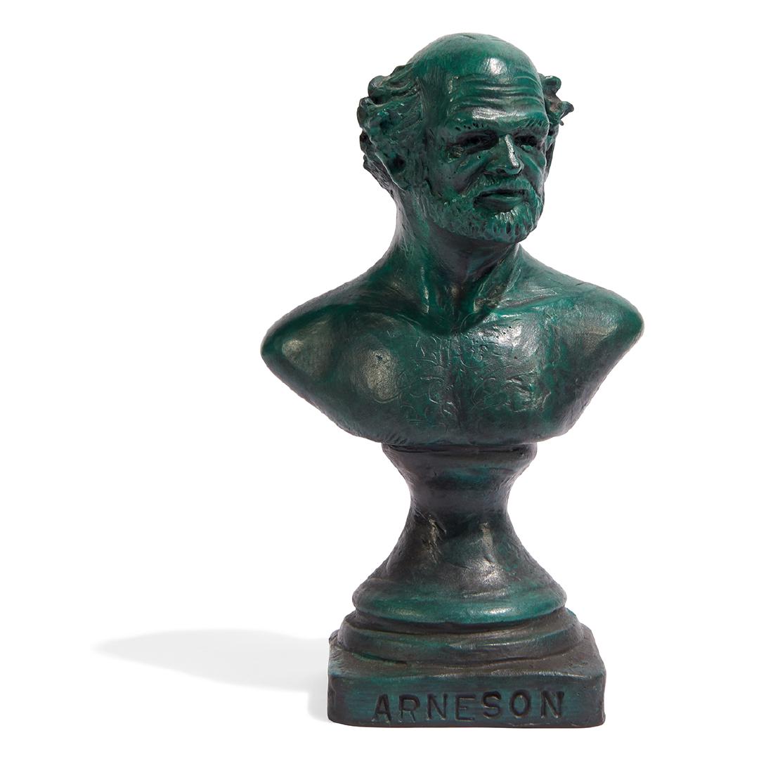 Robert Arneson, Self Portrait: Robert Arneson (American, 1930-1992) Self Portrait bronze edition of 25 Walla Walla foundry mark 7 1/2" h x 4"w x 3"d Provenance: UC Davis Fundraiser Acquired from the above by the present owner Prope