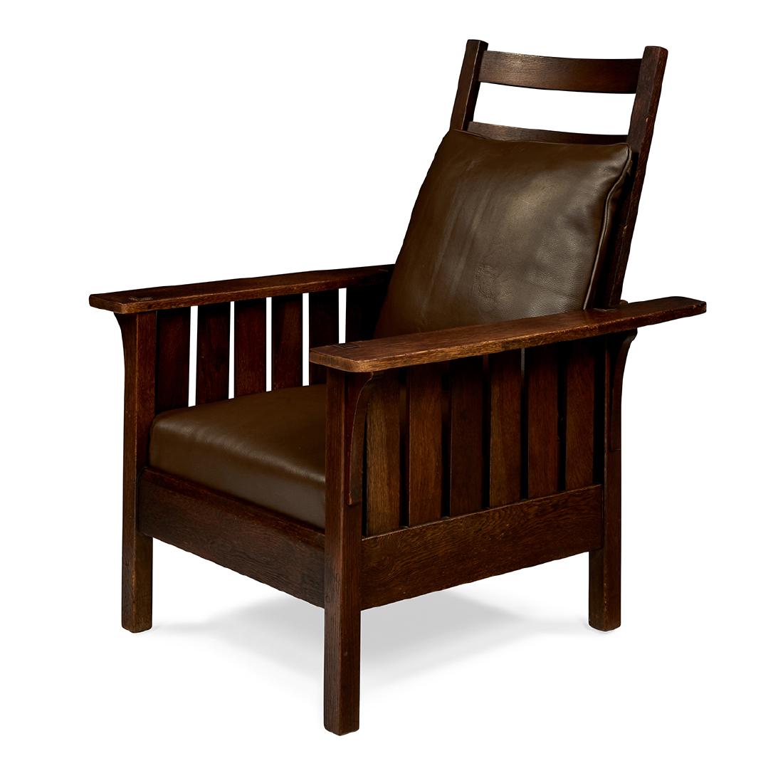 L. & J.G. Stickley oak & leather Morris chair