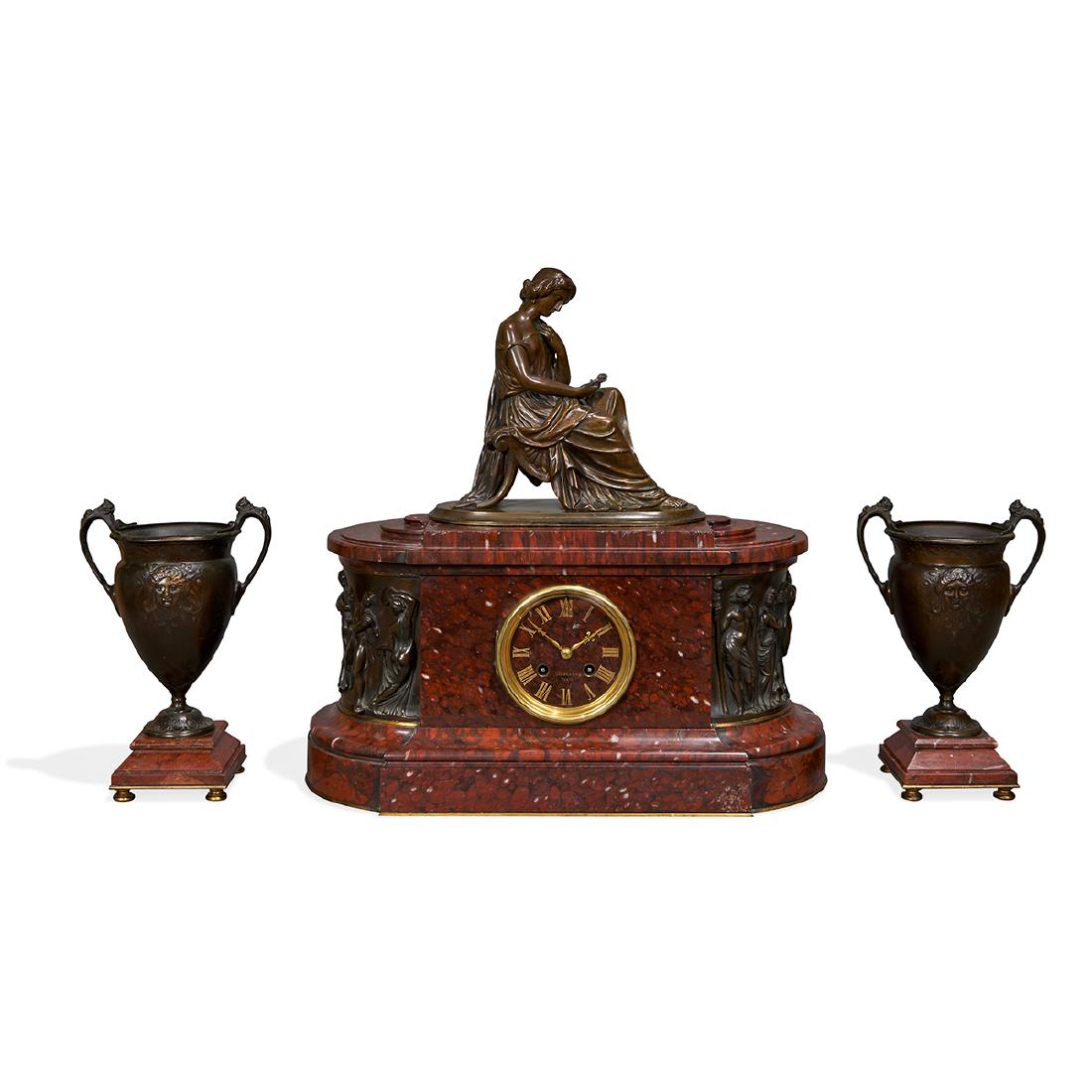 Renaissance Revival three-piece clock garniture (1 of 6)