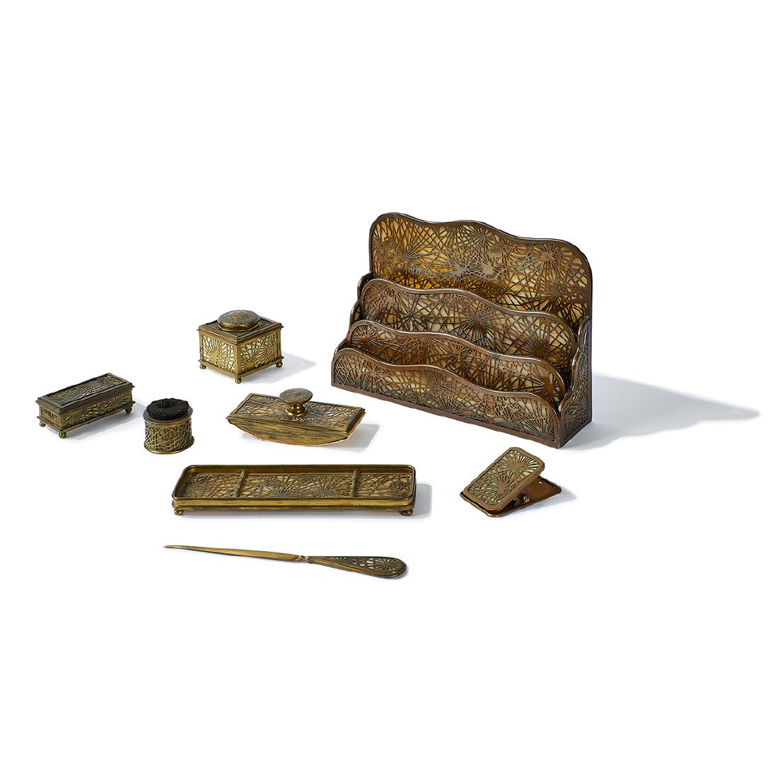 Tiffany Studios Pine Needle eight-piece desk set (1 of 5)