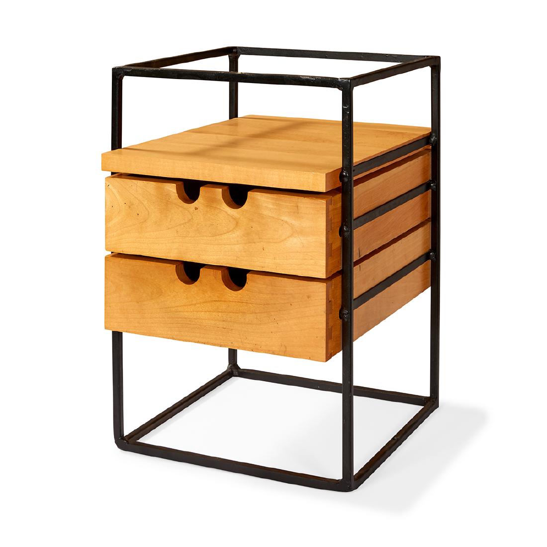 Paul McCobb, Planner Group desk organizer: Paul McCobb (1917-1969) for Winchendon Planner Group desk organizer Winchendon, Massachusetts maple, painted steel unsigned 10 3/4"w x 13 3/8"d x 16 1/8"h