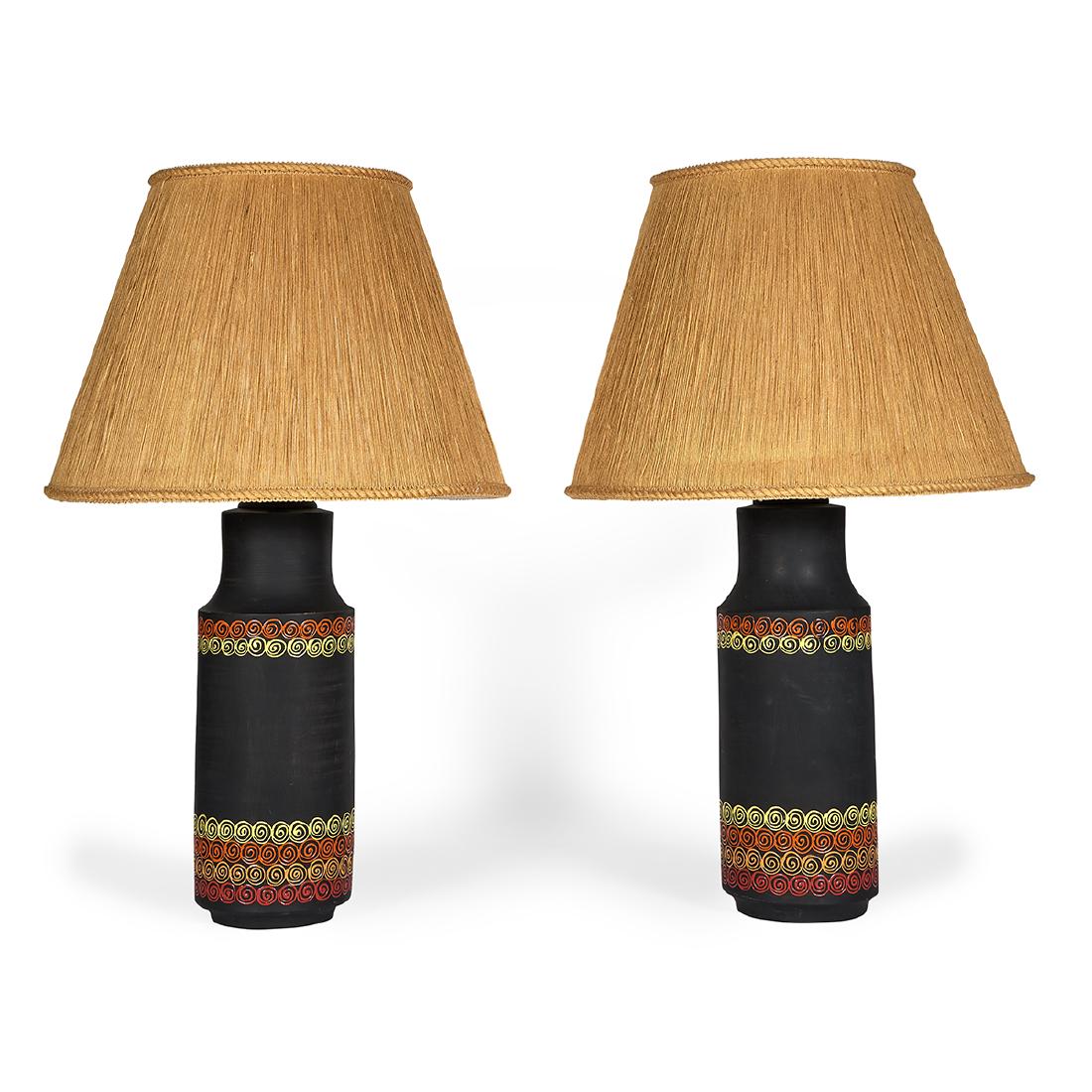 Alvino Bagni Bitossi Raymor table PAIR OF OPAQUE GLASS TABLE LAMPS