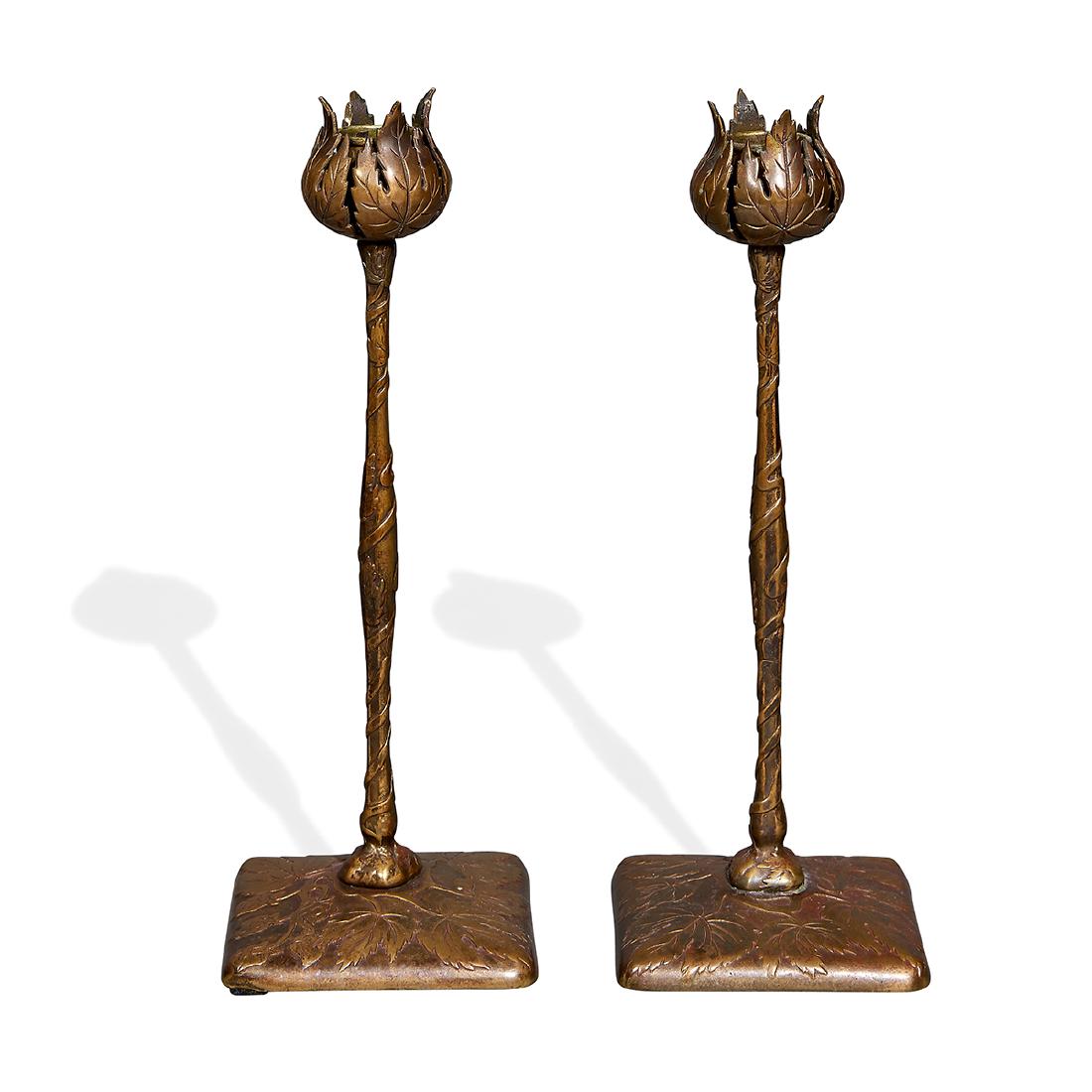 Marshall Field & Co. Hops Vine candlesticks, pair (1 of 2)