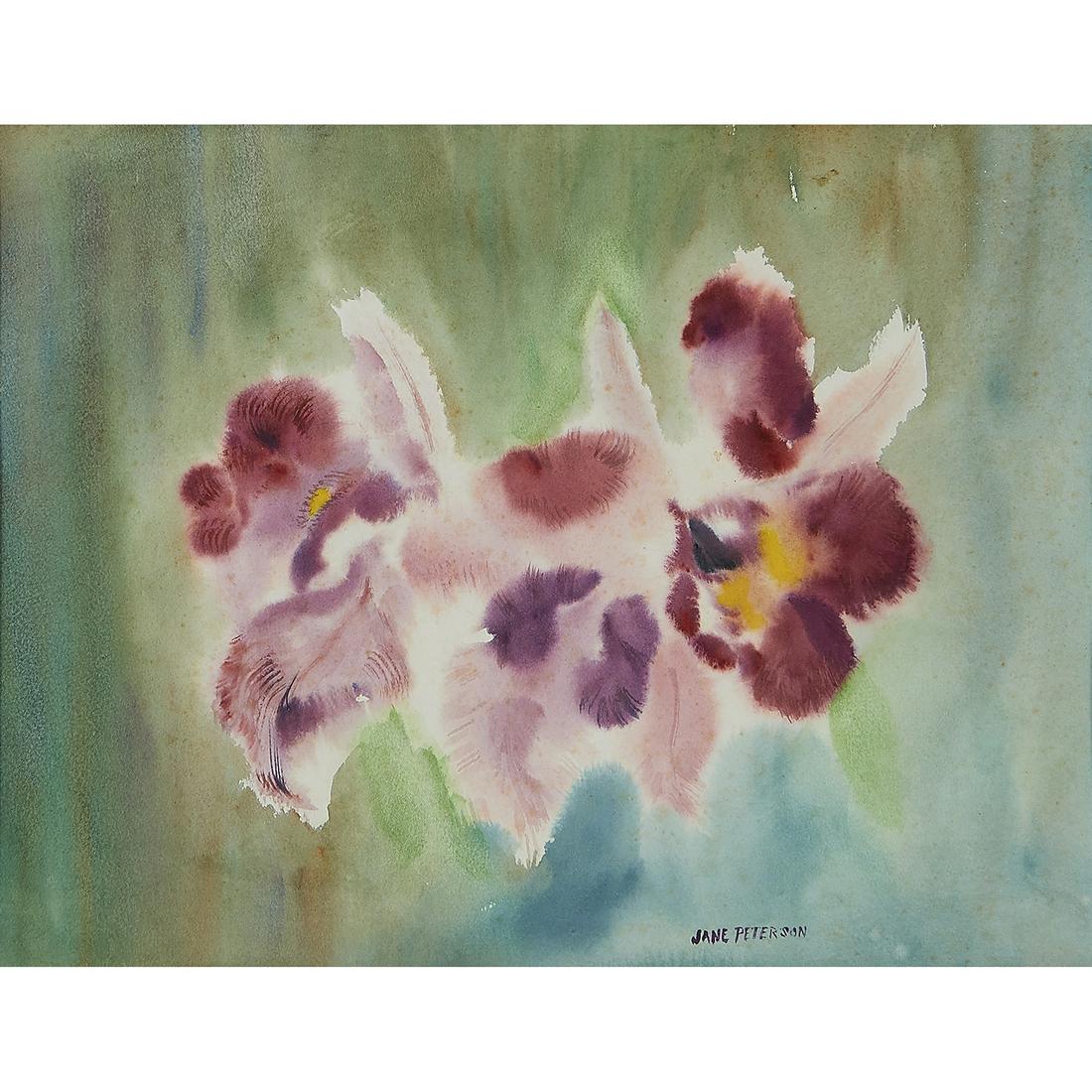Jane Peterson Orchids: Jane Peterson (American, 1876-1965) Orchids watercolor on paper signed lower right 14" x 18"