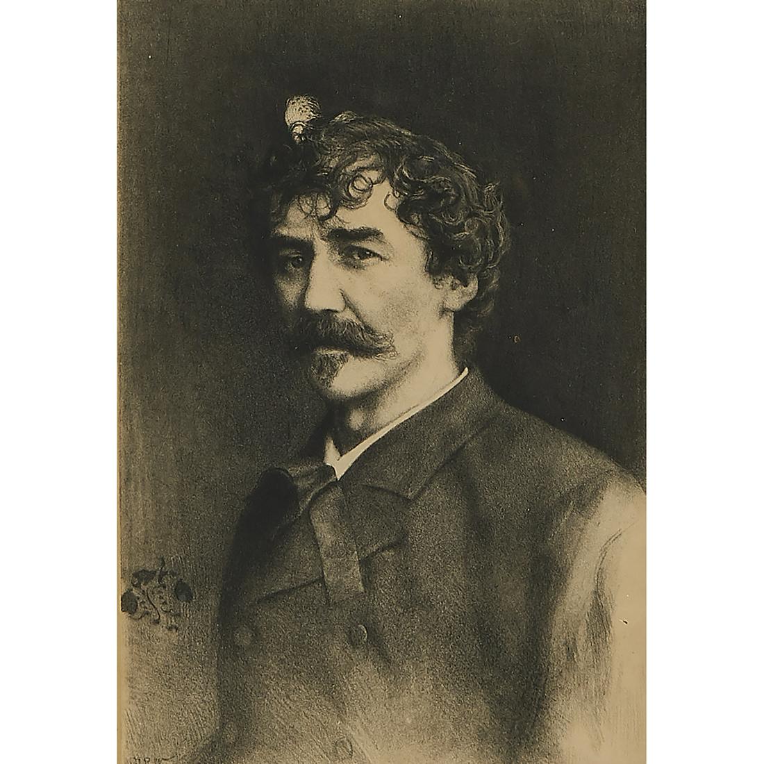 Thomas Robert Way Whistler with White Lock: Thomas Robert Way (British, 1862-1913) Whistler with White Lock lithograph butterfly monogram lower left, signed lower right and in plate 8 3/4" x 5 3/4"