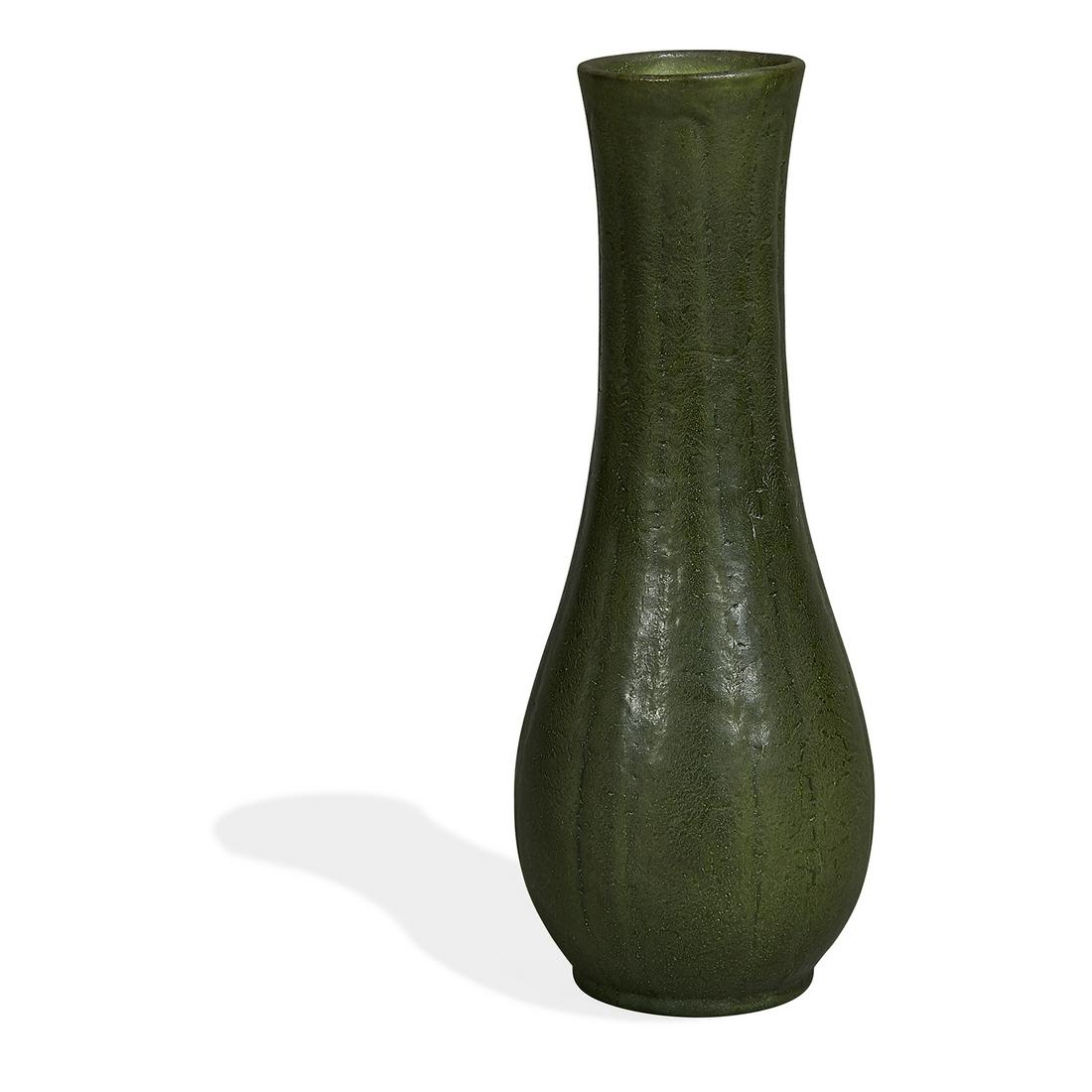 Grueby tall vase with incised decoration (1 of 2)