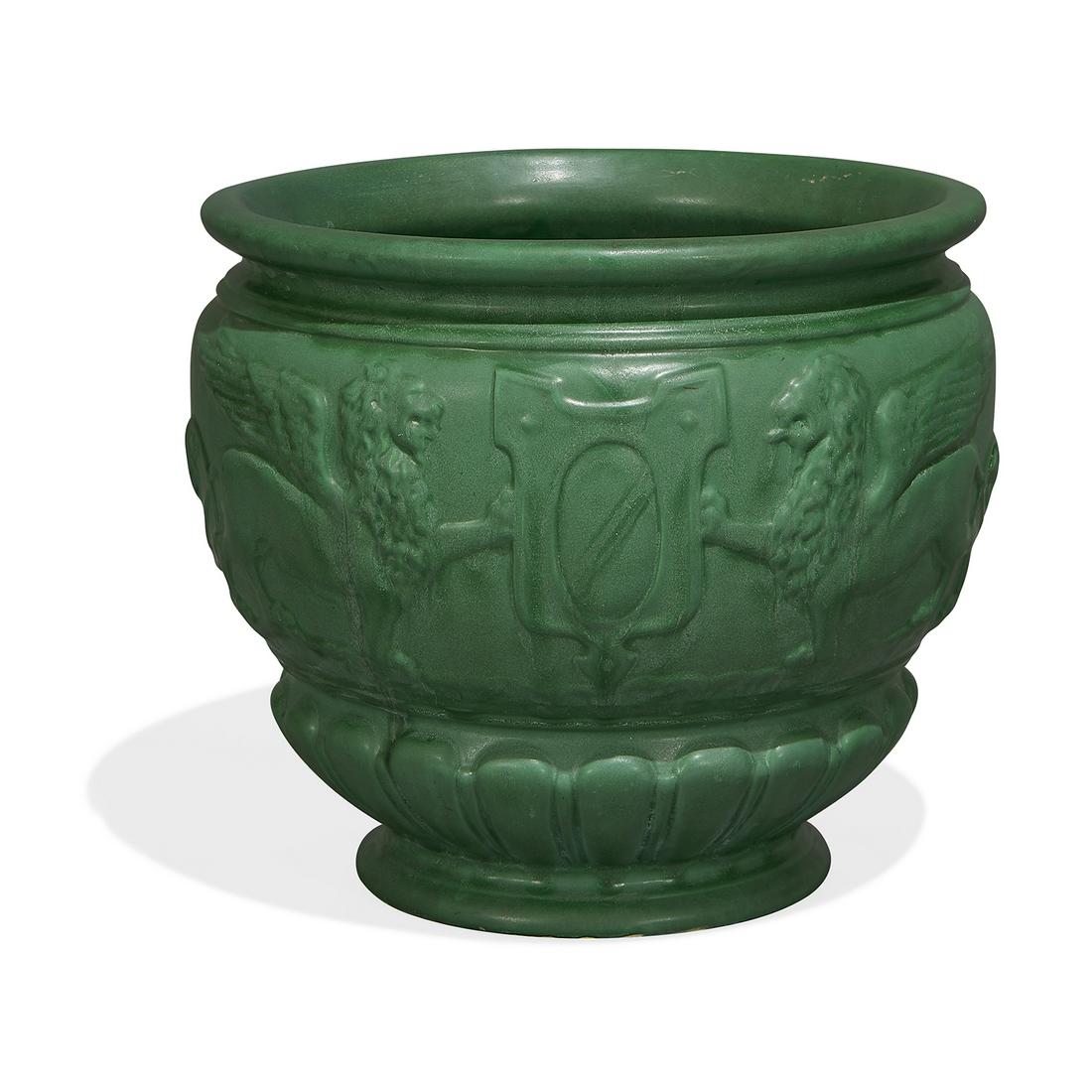 Weller Pottery Co. jardiniere with winged lions… (1 of 3)