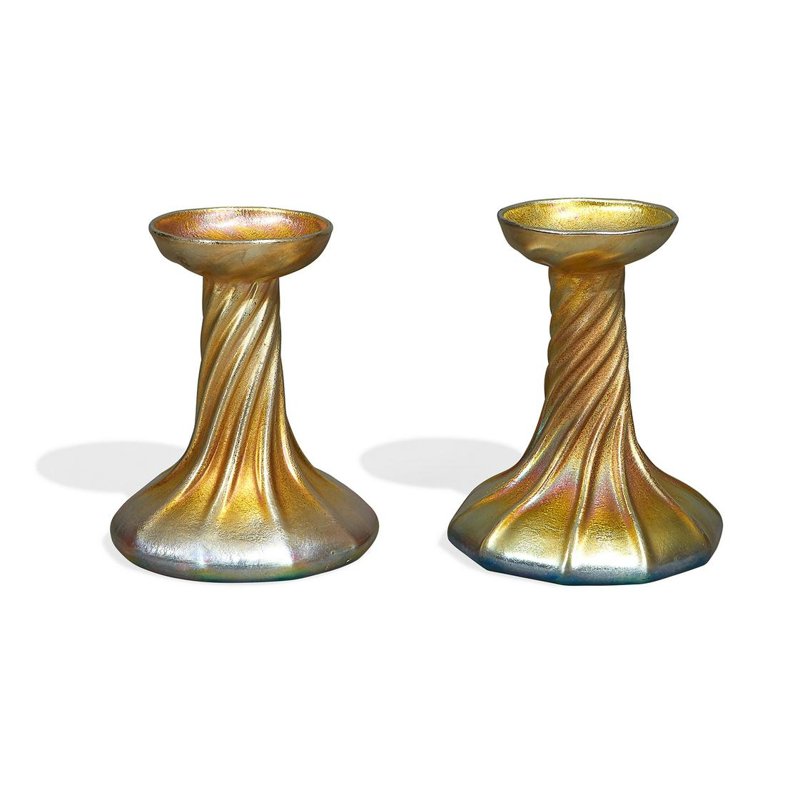 Louis Comfort Tiffany candlesticks, #5538 & #5539 (1 of 2)