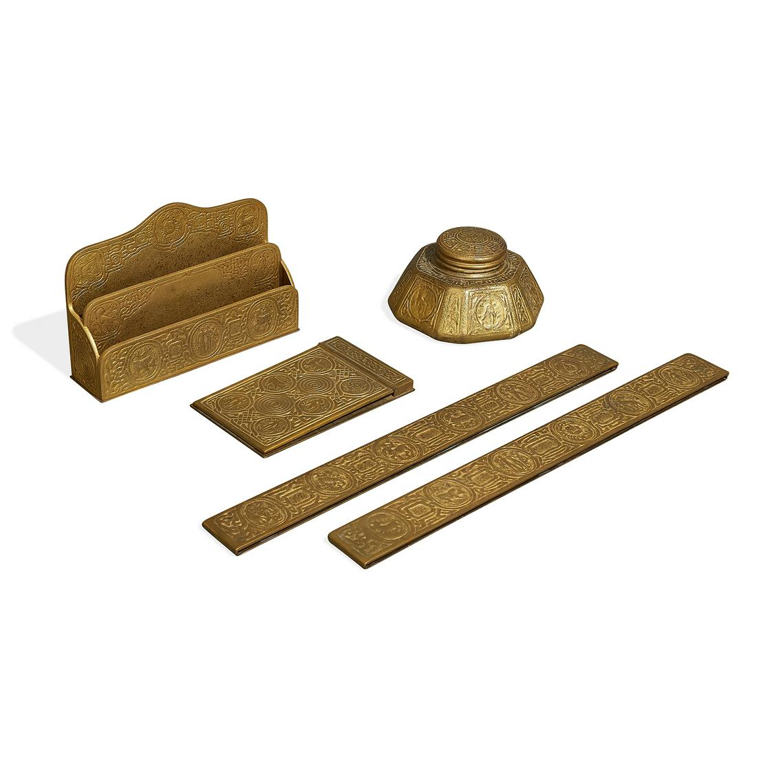 Tiffany Studios Zodiac five-piece desk set (1 of 2)