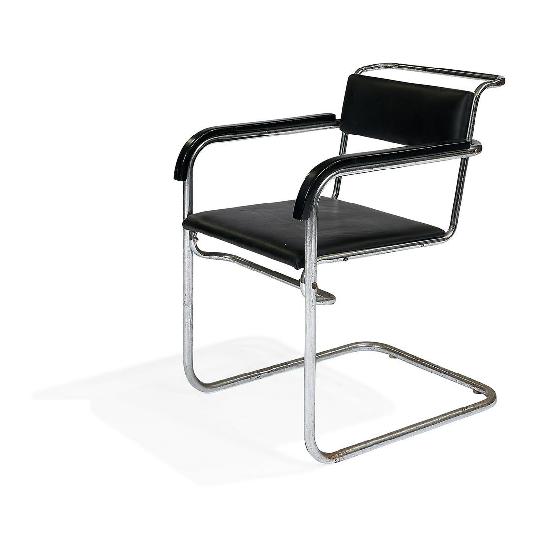 Anton Lorenz for Desta cantilever chair: Anton Lorenz (1891-1964) for Desta cantilever chair Germany, 1930s tubular steel, wood, upholstery unmarked 21"w x 26"d x 32"h Literature: Möller, Werner and Otakar Mácel, Ein Stuhl macht Ge