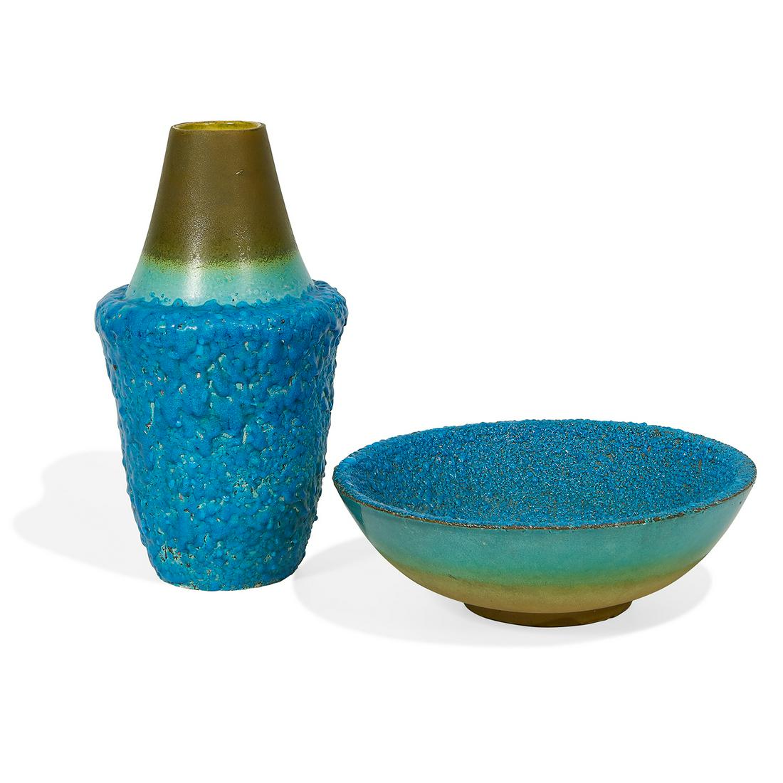 Bitossi / Raymor vase, #1357 and bowl, #1356 (1 of 2)