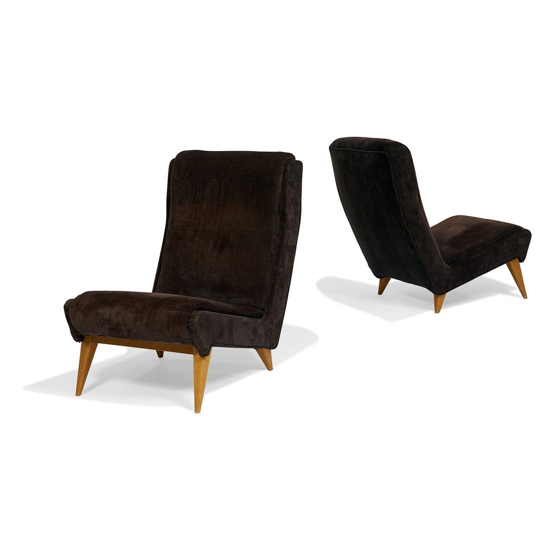French low lounge chairs, pair (1 of 2)