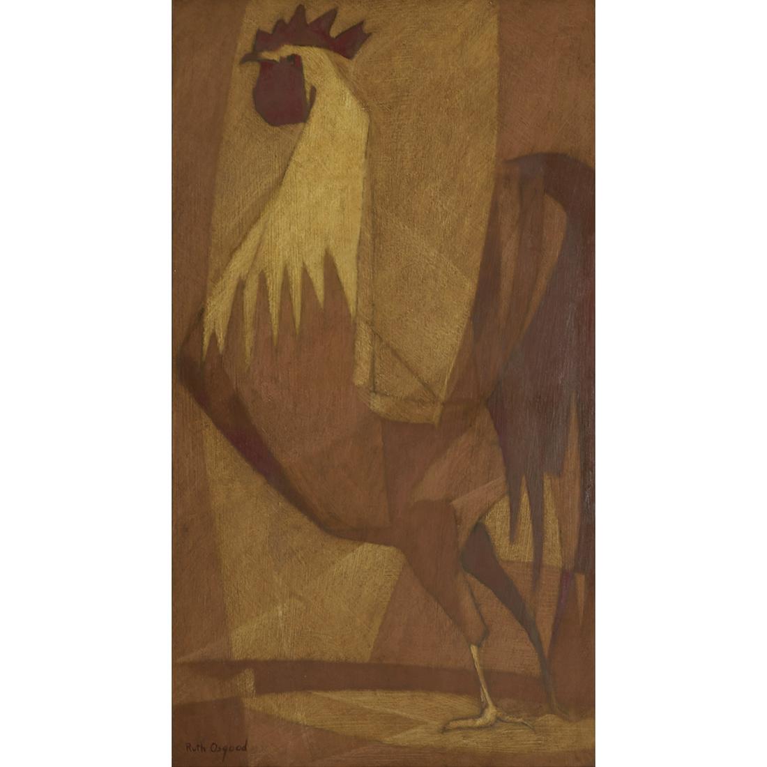 Ruth Osgood, Rooster, oil on board (1 of 2)