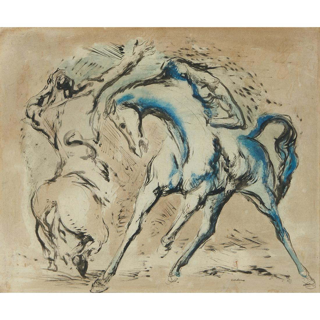 Jon Corbino, Horses, oil on masonite (1 of 2)