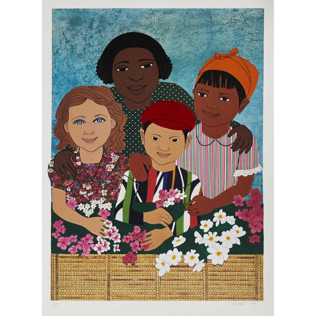 Elizabeth Catlett, Children with Flowers, 1995 (1 of 1)