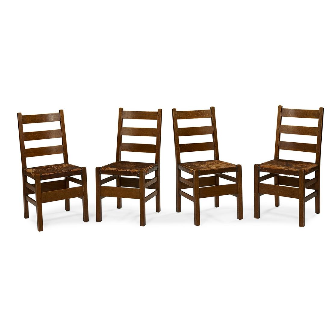 Gustav Stickley ladder back chairs, #306 1/2 (1 of 1)