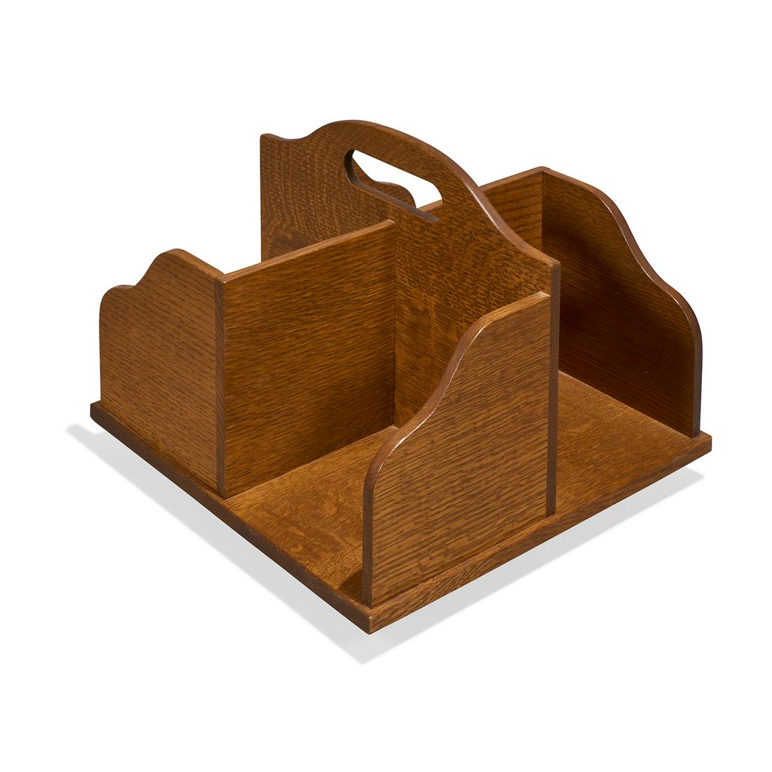 Stickley-Audi revolving bookstand: Stickley-Audi revolving bookstand Fayetteville, New York oak branded mark 12 1/2"w x 12 1/2"d x 10"h