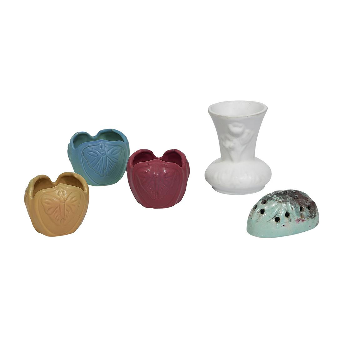 Van Briggle Pottery vases with butterflies, three (1 of 2)