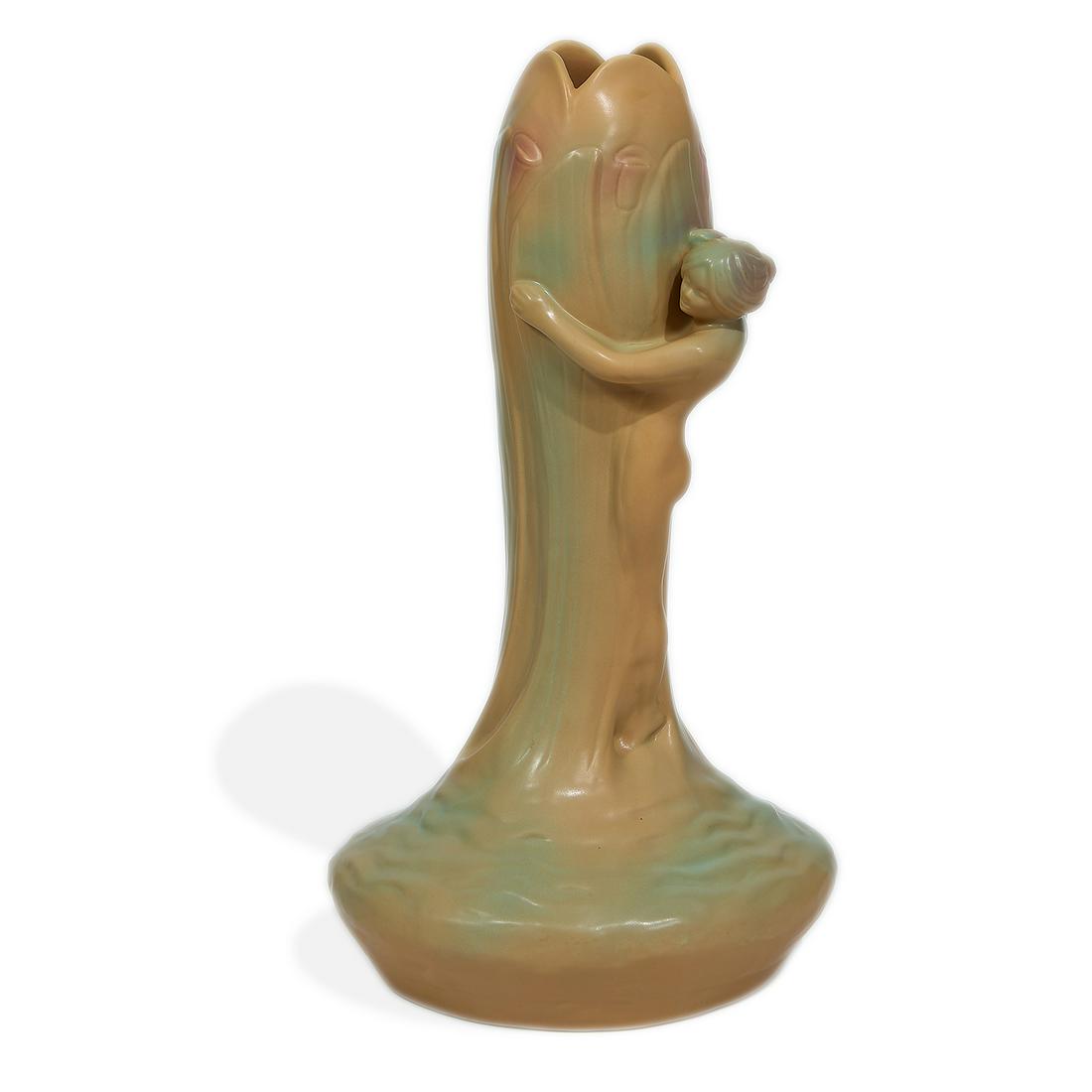 Van Briggle Pottery bulbous vase with maiden (1 of 5)