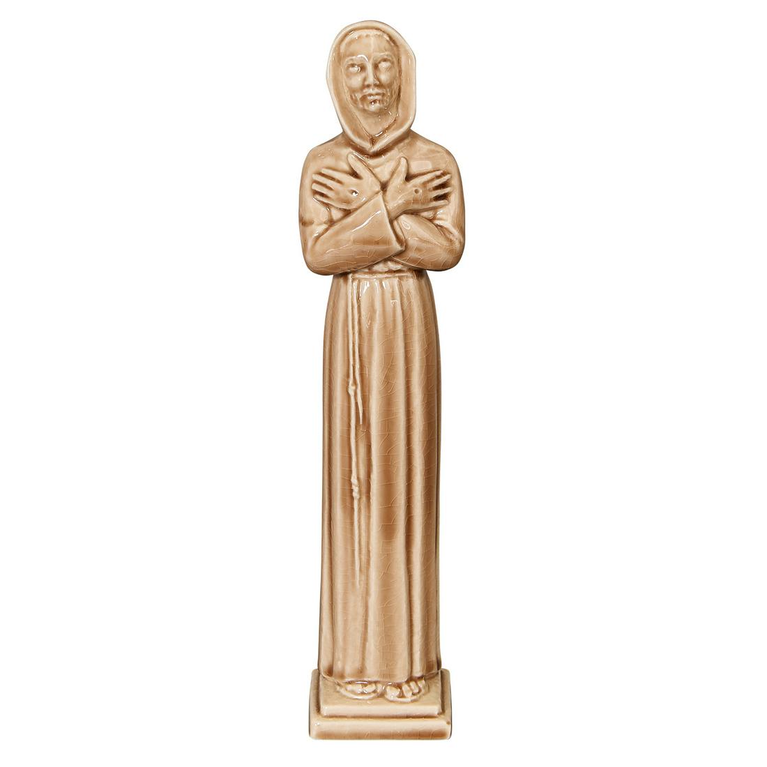 Rookwood Pottery St. Francis of Assisi figurine: Rookwood Pottery St. Francis of Assisi figurine, #6976 Cincinnati, Ohio, 1940 brown high glazed ceramic impressed marks 2 1/2"w x 2 1/4"d x 11 1/4"h
