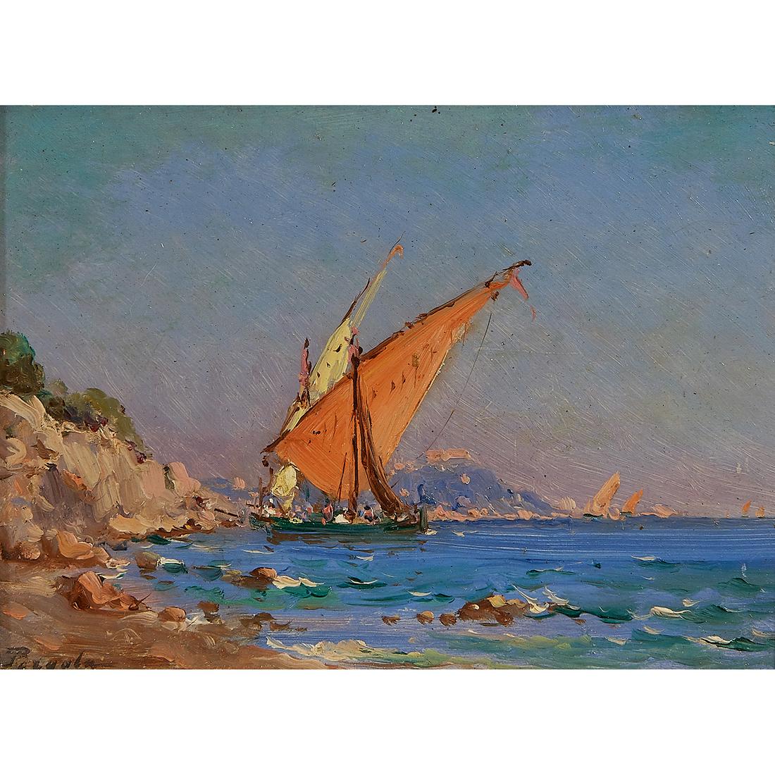 Romolo Pergola, Sailboats, oil on panel (1 of 2)