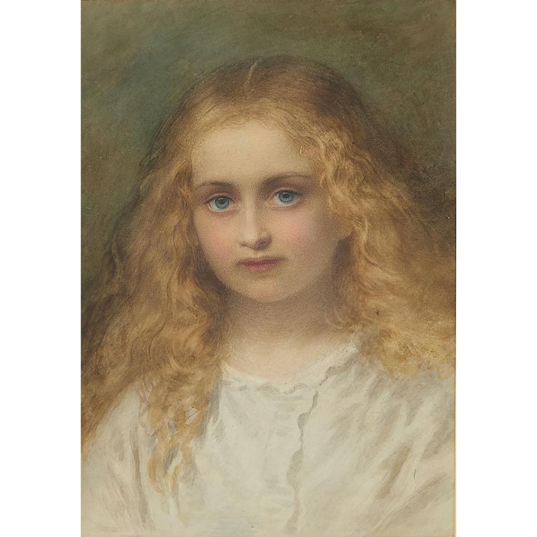 Follower of Arthur Hughes, Portrait of a Girl (1 of 2)