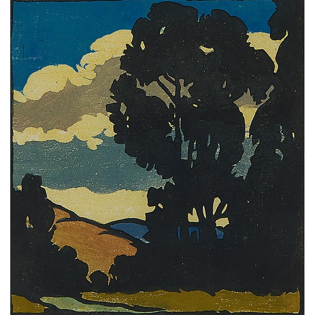 William Seltzer Rice, Pastoral, color woodcut (1 of 2)