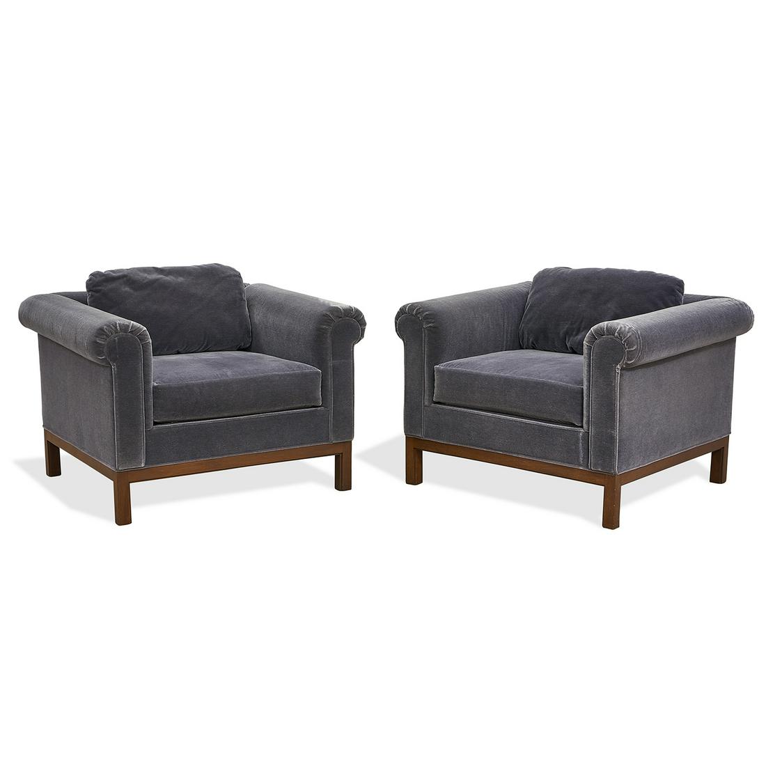 Roger Sprunger for Dunbar Roll armchairs, pair (1 of 1)