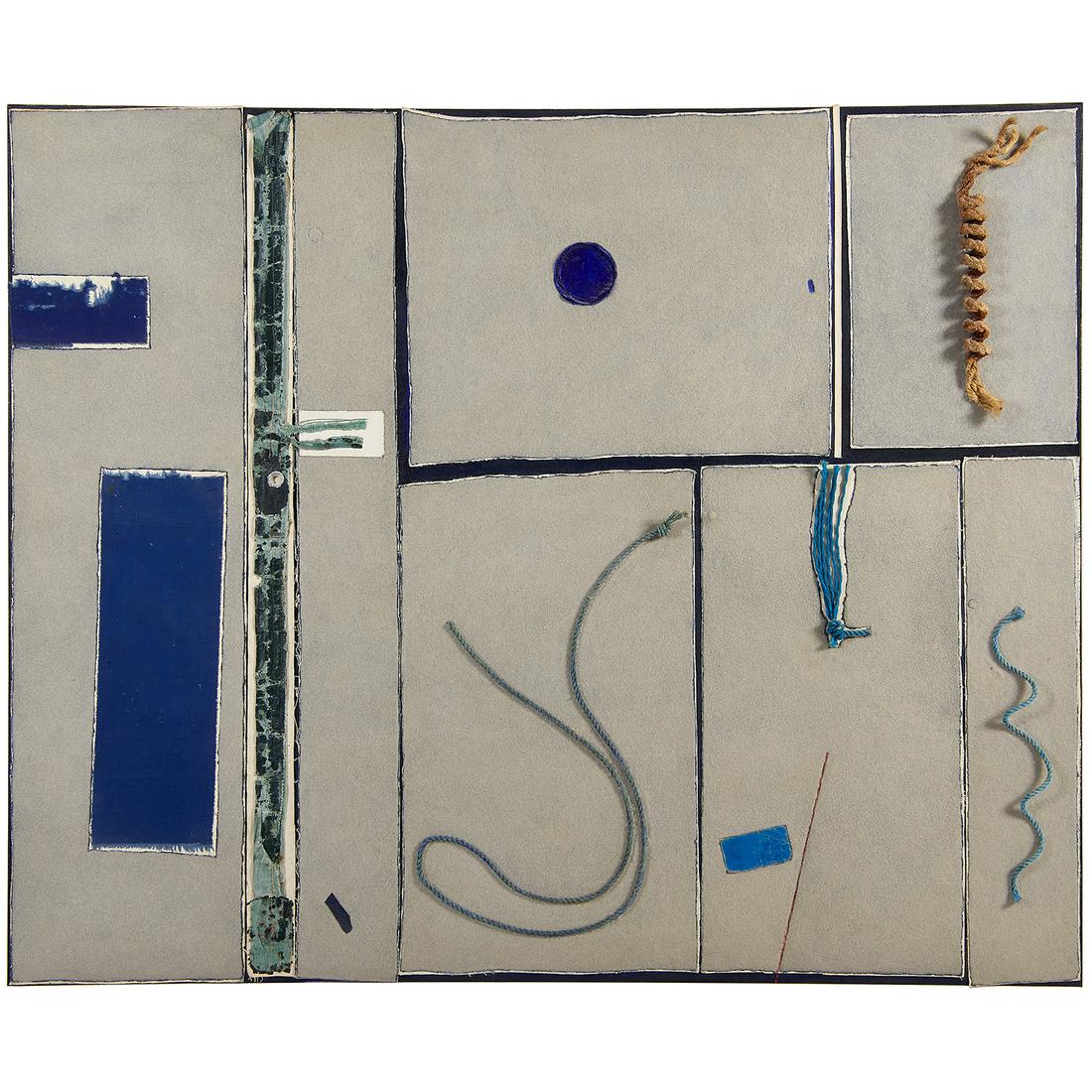 Tony Vevers, Blue-Marine, 1984: Tony Vevers (British/American, 1926-2008) Blue-Marine, 1984 mixed media signed and dated verso 53 1/2" x 65 3/4"
