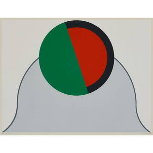 Takesada Matsutani, Signal, 1971: Takesada Matsutani (Japanese, b. 1937) Signal, 1971 color screenprint blindstamp, numbered, titled, signed and dated lower left edition of 75 18 1/4" x 24"