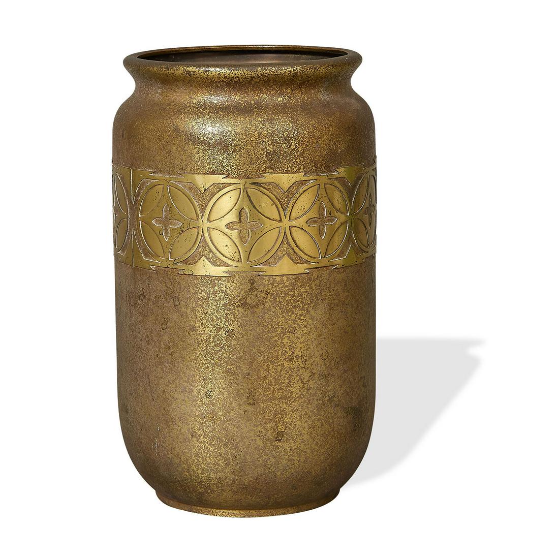 Silvercrest vase: Silvercrest vase Buffalo, New York patinated bronze stamped marks 4 3/4"dia x 8 1/2"h