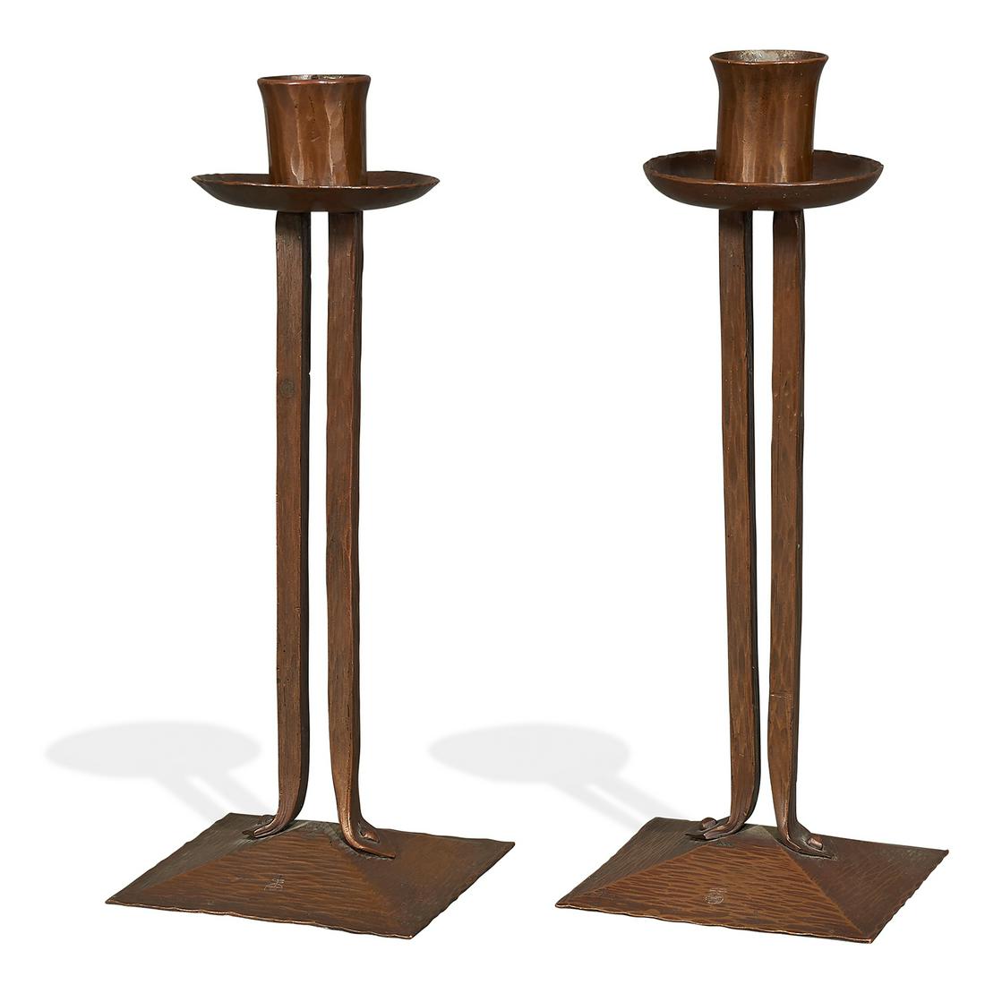 The Roycrofters Princess candlesticks, pair (1 of 3)