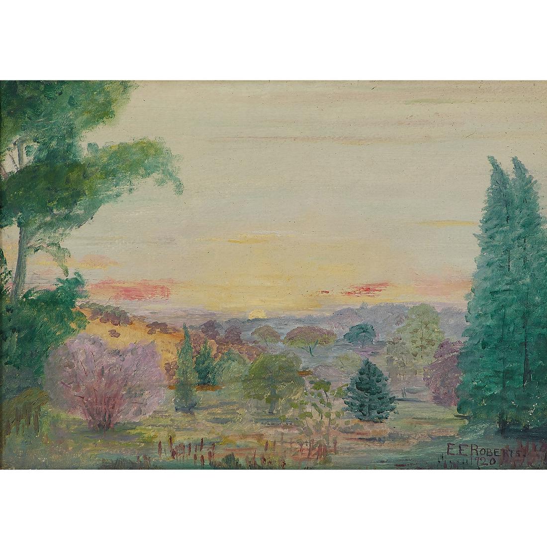 E.E. Roberts, Sunset, 1920, oil on board (1 of 2)
