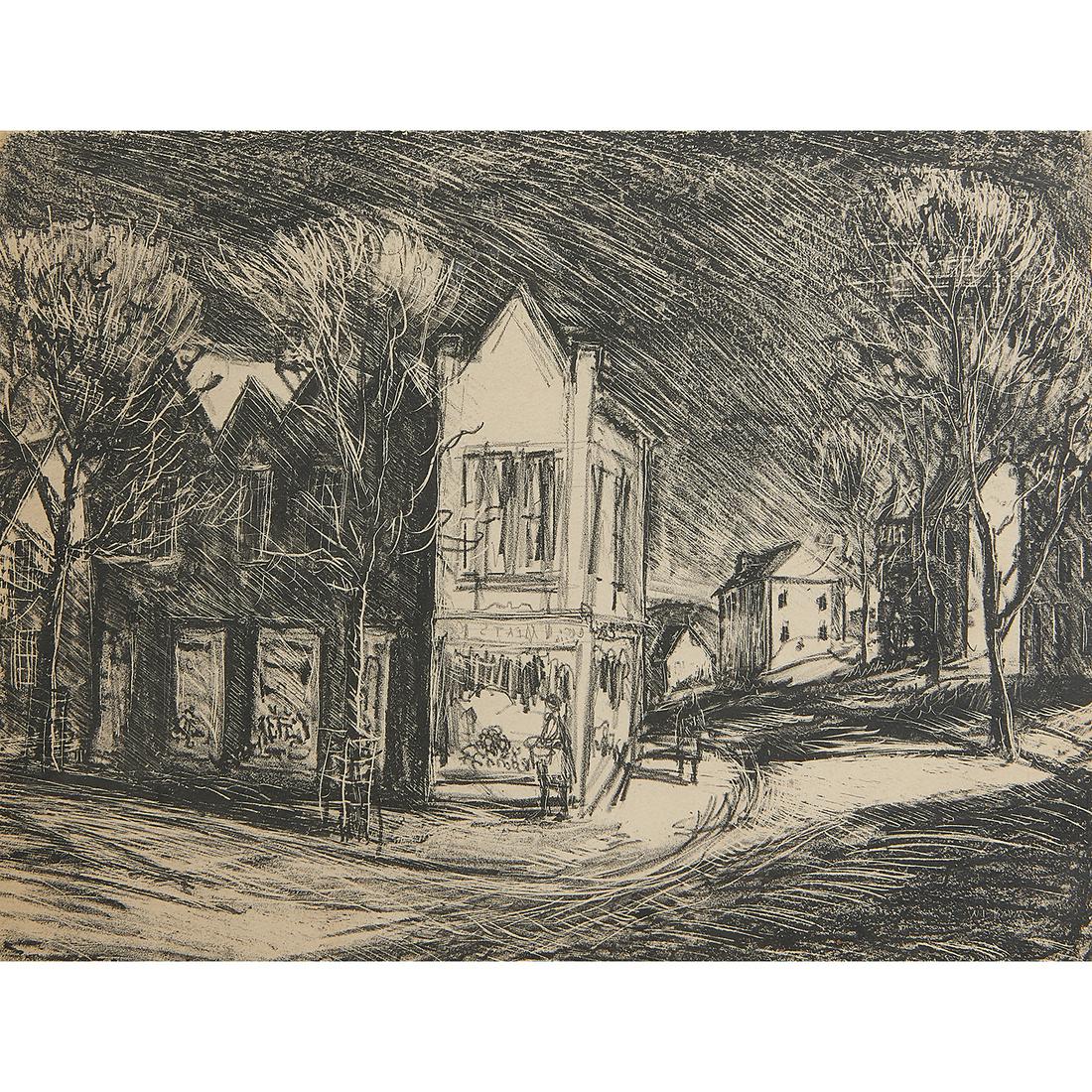 Walter Emerson Baum, Corner Store, lithograph (1 of 2)