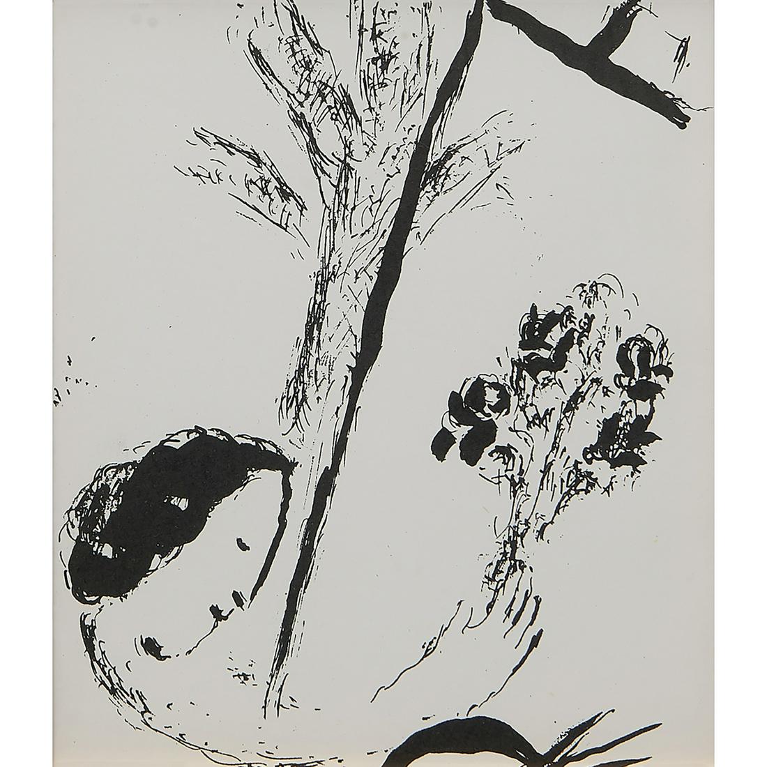 Marc Chagall, Bouquet with Hand, 1957, lithograph: Marc Chagall (Russian/French, 1887-1985) Bouquet with Hand, 1957 lithograph 9" x 7 3/4" Literature: Mourlot 207