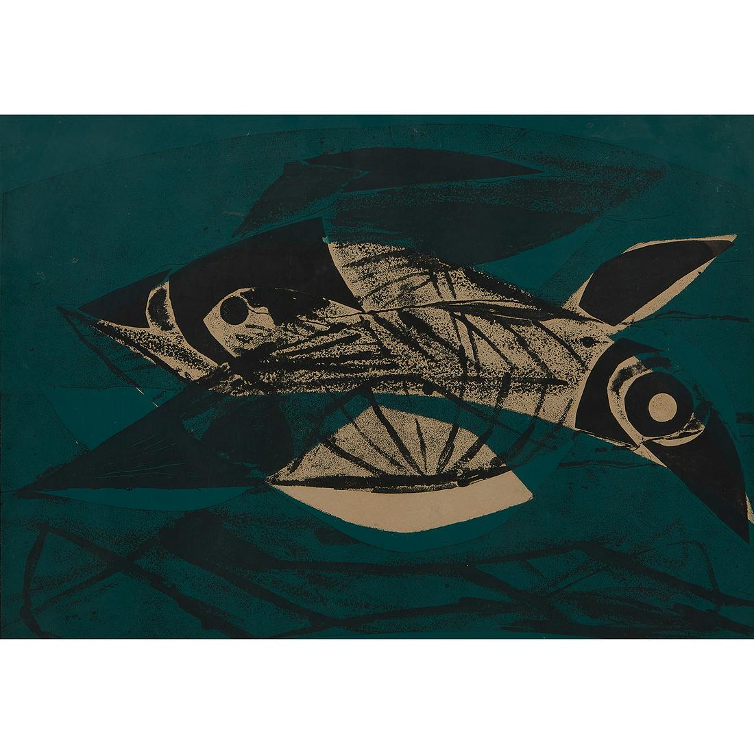 Paul René Gauguin, Flying Fish, 1958, woodcut (1 of 2)