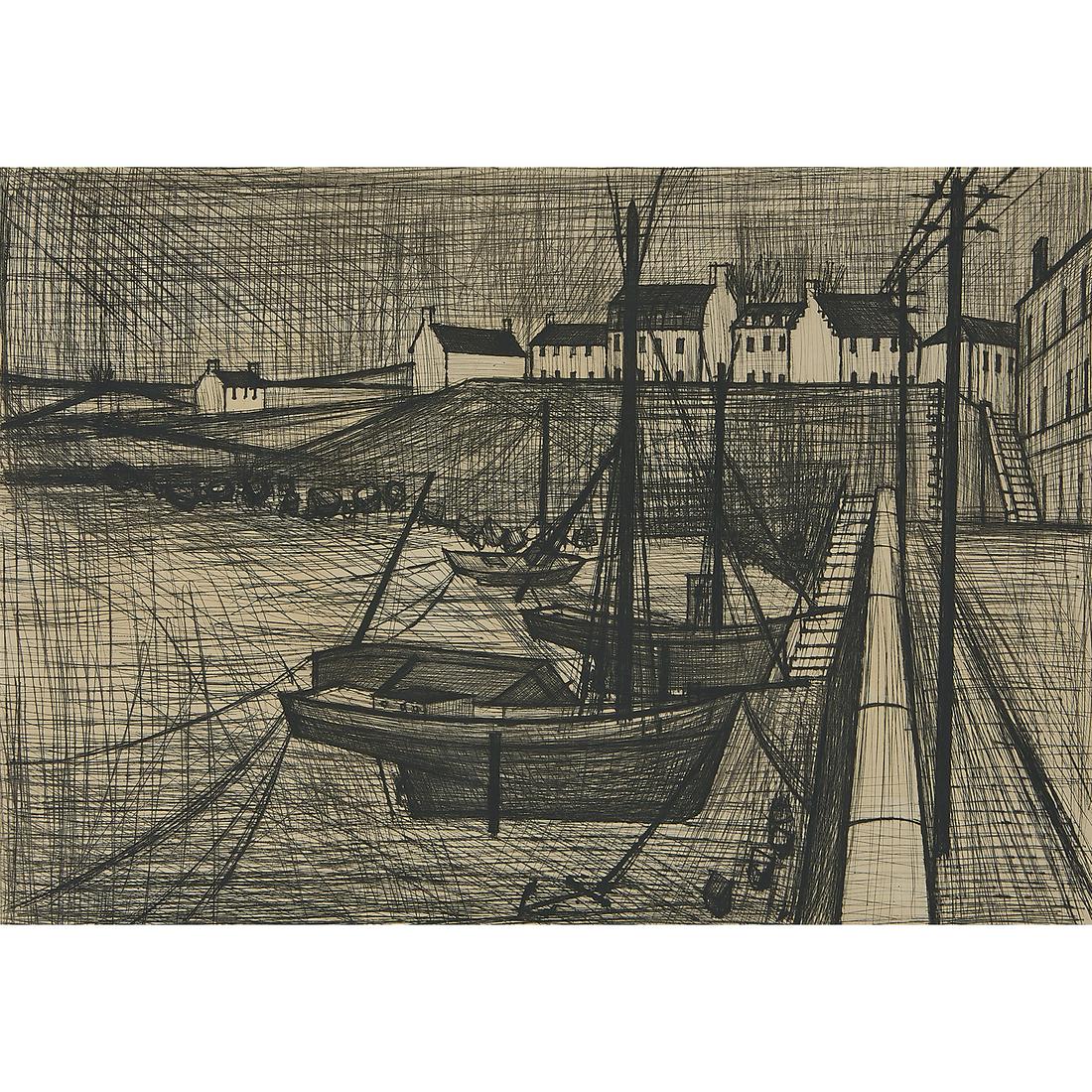 Bernard Buffet, Port Breton, 1954, etching (1 of 2)