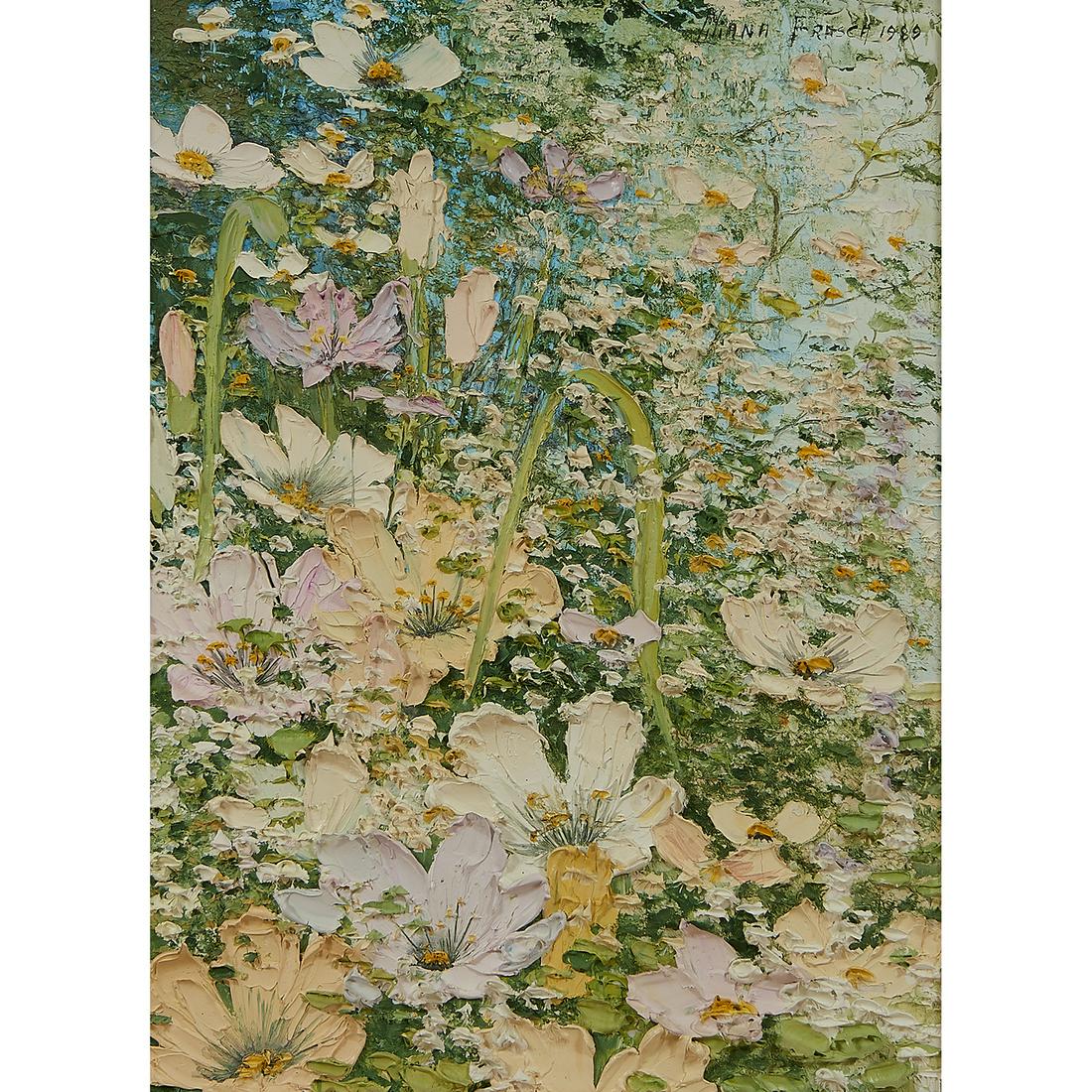 Lilliana Frasca, Summer Flowers, oil on canvas: Lilliana Frasca (Argentinian, b. 1932) Summer Flowers oil on canvas signed and dated upper right 22 5/8" x 16 5/8"