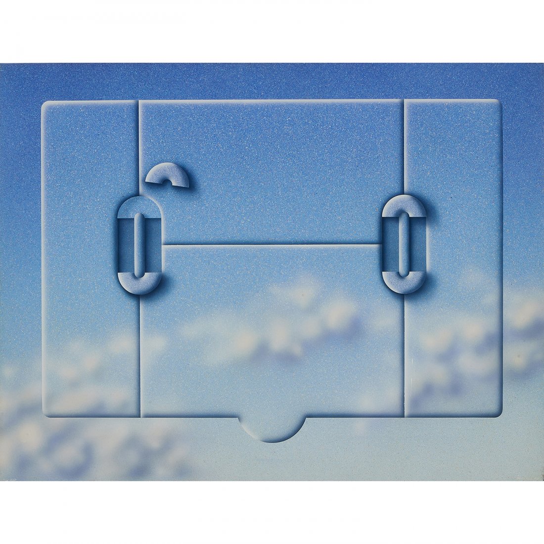 Beck & Jung, Blue Sky Gibb, 1981: Beck & Jung (Swedish, b. 1939) Blue Sky Gibb, 1981 acrylic on canvas titled, signed and dated 30 1/2" x 39"