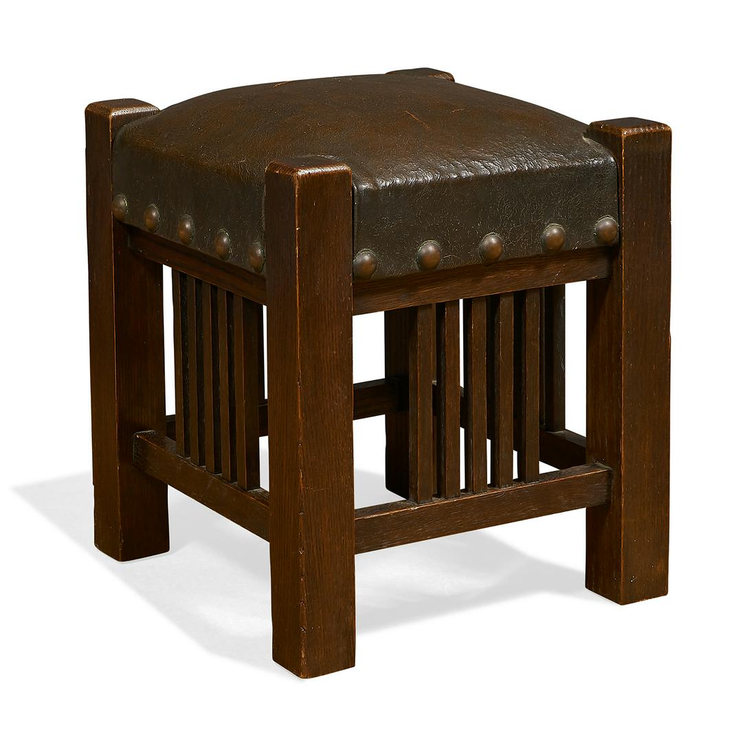 American Arts & Crafts Mission Oak footstool (1 of 1)
